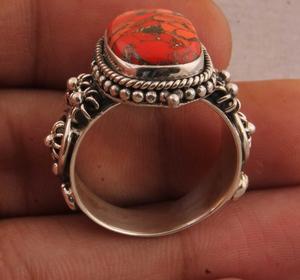 แหวนคอมโพสิตสีเทอร์ควอยซ์ทำด้วยมือแหวนเงินแท้925เป็นของขวัญสำหรับผู้หญิง - Product Image 3