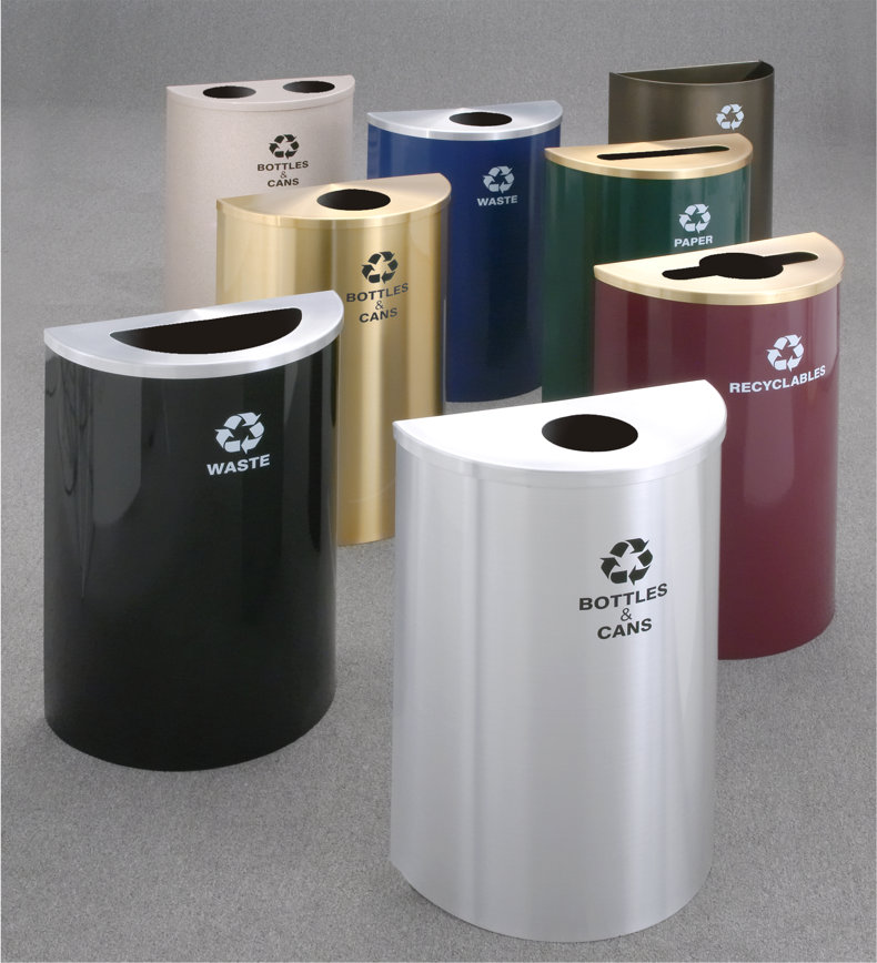 14 Gal Recycling Bins Half Round Trash Can Elegant Dustbin Exquisite Rubbish Bin for Buildings