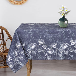 100% Mantel de algodón Tejido Textil para el hogar con diseños de impresión azul y beige 150X220 Cms 210gsm Hecho EN LA India - Product Image 1