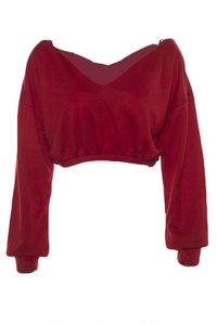 Sudadera Corta de Punto para Mujer, Talla XS, Casual, de Verano, con Forro de Jersey, Cuello en V Profundo, Antiarrugas, Transpirable, de Manga Larga - Product Image 4