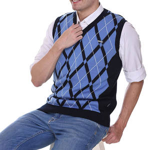 Gilet à tricoter à col en V pour hommes pull classique sans manches pull gilet respirant gilet à col en V pour hommes cardigan chandails - Product Image 1