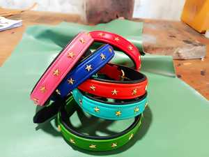 Vente chaude de qualité supérieure 100% collier de chien en cuir véritable avec goujon étoile fournisseur indien fabricant en gros exportations Saman - Product Image 5