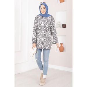Pull en tricot style vintage imprimé zèbre 100% coton respirant, mignon, tissé avec des décorations de fleurs en dentelle pour l'automne et l'hiver - Product Image 1