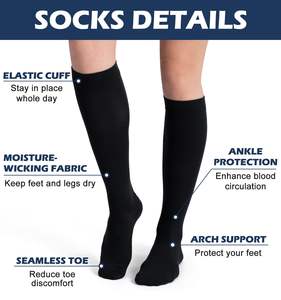 Calcetines de Compresión hasta la Rodilla para Viajes Diarios, para Hombres y Mujeres, de Nailon, 20-30 mmHg, Largos, Transpirables, para Correr, para Personas Mayores - Product Image 4