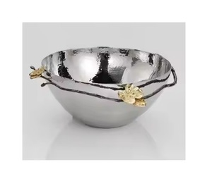 Frutero de metal chapado en oro de lujo Cuenco de servicio de metal plateado hecho a mano Cuenco decorativo de latón de diseñador seguro - Product Image 3
