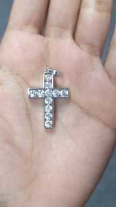 Colgante de Cruz de diamante cultivado en laboratorio, colgante de boda de oro blanco sólido de 14K/18k, dijes de diamantes únicos - Product Image 2