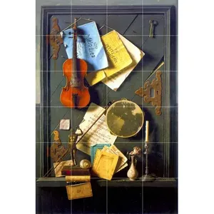 Sách Cũ và nến gốm backsplash gạch #858 Art Deco tường bức tranh tường - Product Image 1