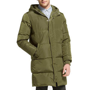 Veste d'hiver matelassée personnalisée pour hommes, longue capuche, style bouffant, vêtements d'extérieur chauds et quotidiens, avec logo à l'avant, tissu en toile pour l'extérieur. - Product Image 6