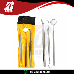 Kit d'instruments d'examen dentaire en acier inoxydable de haute qualité avec sonde, pinces, miroirs buccaux, 3 pièces, manuel, certifié CE - Product Image 6