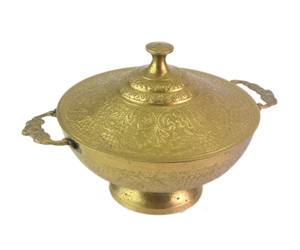 Dattes en laiton tendance Bol avec couvercle utilisé pour Fruits secs Bonbons chocolat dattes sucrées Bol Vaisselle Couleur dorée Dattes en laiton Bols - Product Image 2