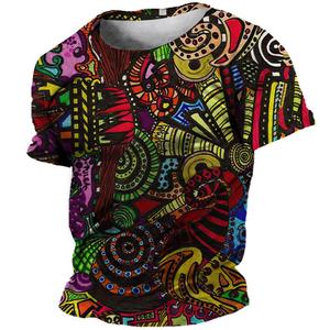 T-shirt d'été surdimensionné pour hommes Vêtements ethniques 3D Tees Tops Chemises à motifs imprimés Hip Hop Streetwear Colorful Tshirt 2025 - Product Image 1