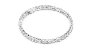 Bracelet de mariage en or blanc 14 carats avec diamant rond de laboratoire pour femme, cadeau de luxe certifié pour mariage ou anniversaire, élégant - Product Image 4