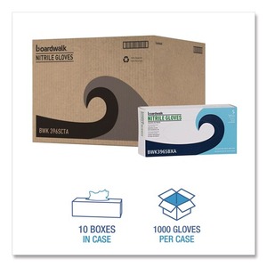 Boardwalk 396 Series X-Small Black Disposable Safety Gloves 9.5 In. 4.4 Mil Nitrile General-Purpose (1000/Carton) - Product Image 6