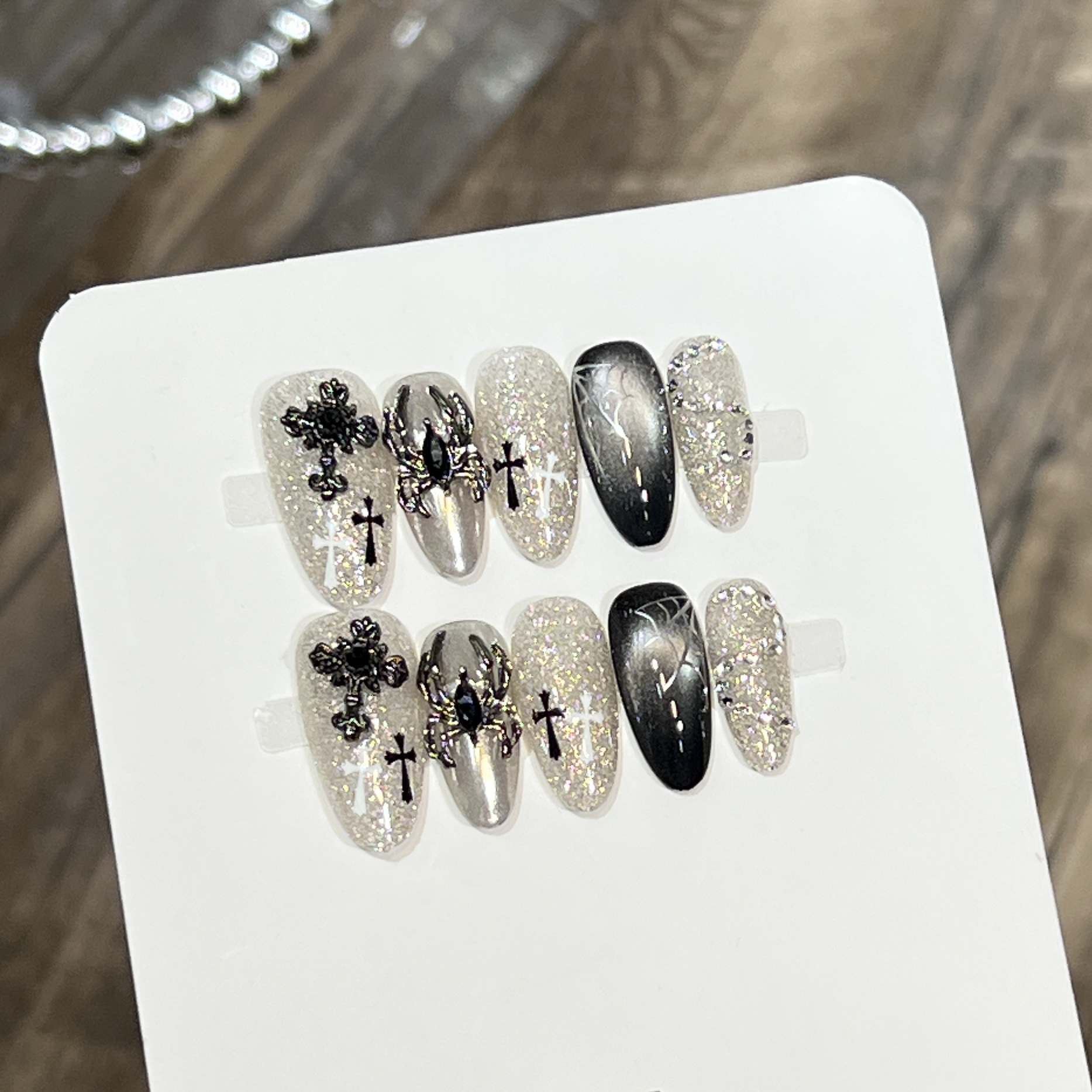 Argent Pailleté Métal Gris Obsidienne Noir Blanc Effet Halo