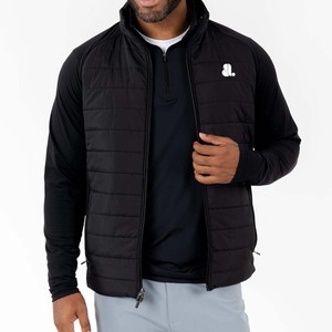 Veste hybride streetwear d'hiver surdimensionnée pour hommes, fermeture éclair, coupe ajustée, veste matelassée légère, col montant, coupe-vent - Product Image 3
