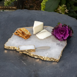 Plateau de service en agate de luxe avec bords dorés Plateau décoratif élégant Design rotatif à plusieurs niveaux pour Table basse Cuisine Bar Cadeaux - Product Image 1