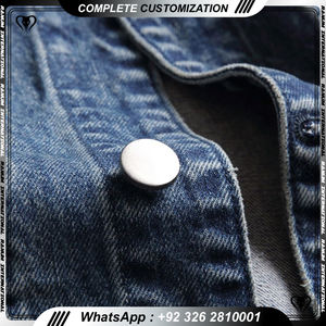 Veste en jean d'hiver pour homme personnalisée avec col montant, fermeture à boutons en corne, impression au dos - Product Image 5