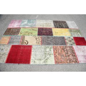 Alfombra turca Vintage Bohemia Beige 5,4X7,8 pies clásica área grande lana látex respaldo patrón de retazos para decoración de habitación de pasillo - Product Image 4