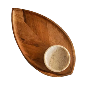 Plateau de conception de feuilles en bois Offre Spéciale avec accessoires de cadeau de vaisselle de restaurant de bol au coût le plus bas - Product Image 1