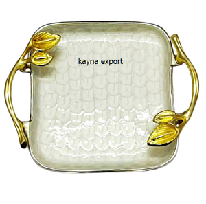 Plateaux de service décoratifs de Noël en aluminium moulé à la main, forme ovale moderne, couleur personnalisée, vente en gros, nouveauté - Product Image 6