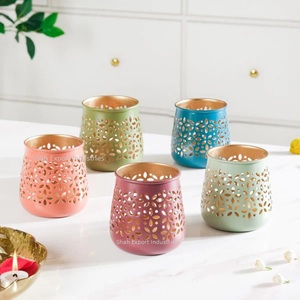 Tarro de vela de luz de té de Metal hecho a mano decorativo clásico para sala de estar luces de mesa decoración vela multicolor votiva - Product Image 3