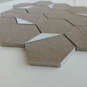 Carreau de mosaïque en céramique PVD argent hexagone de luxe 73mm Brave Mushroom brillant mat pour mur intérieur moderne pour cuisine Villa - Product Image 2