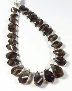 Quartz fumé naturel pierres précieuses lâches 8 pouces brin larme perles 10-17mm fantaisie briolette et perles de pierres précieuses torsadées - Product Image 3