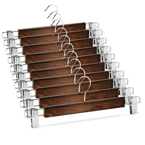 ZOBER High-Grade Wooden <b>Pants</b> <b>Hangers</b> With Metal Clips Grip, 20 Pack - Product Image 1