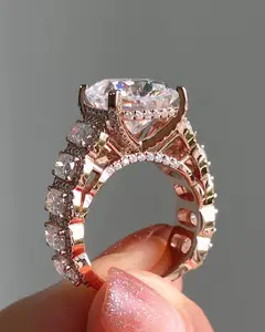 Base 14k oro Baguett anello di diamanti gioielli personalizzati donna moda uomo giallo regalo gioielli Moissanite anello in oro rosa per le donne