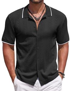 Camisa de Verano para Hombre con Cordones, Manga Corta, Bloques de Color, Malla Transparente, Transpirable, Estilo Europeo, Botones, Bolsillo Bordado, ODM - Product Image 1