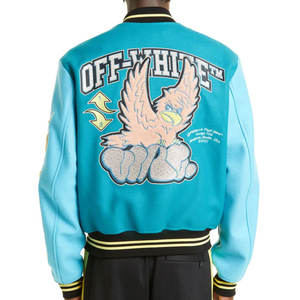 Broderie personnalisée imprimé hommes Varsity Jacket col montant High Street Style prix raisonnable sur la vente - Product Image 2