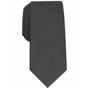 Corbata de rayas delgada de corte regular para hombre Alfani, accesorio de cuello falso negro - Product Image 1