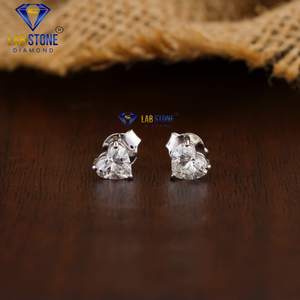 1,00 TDW Heart Cut Diamond Stud Labgrown Diamond 18K Oro blanco Hpht/Cvd Diamond Jewelry - Product Image 2