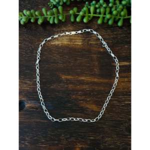 Collar de Cadena de Eslabones de Plata de Ley Clásico Religioso Hecho a Mano por Navajo, Chapado en Oro con Moissanita de Corte Princesa y Perla para Bodas - Product Image 1