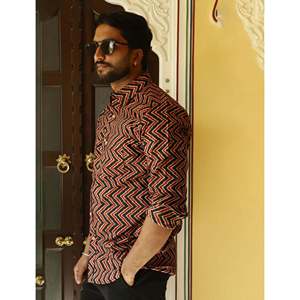 Chemise décontractée pour homme en coton 100% noir, imprimé géométrique, manches longues, col boutonné, imperméable, taille 6XL - Product Image 2