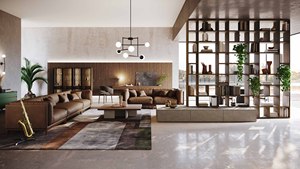 Juego de Muebles de Sala de Estar de Estilo Italiano Moderno y Lujoso, Librero de Madera Minimalista y Sofá de Cuero con Gabinete Combinado - Product Image 2