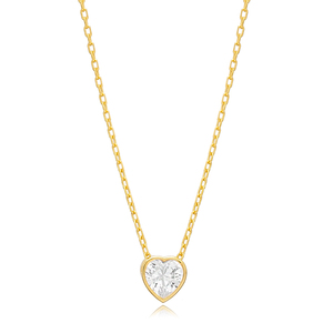 Colgante de Piedra de circón con forma de corazón para mujer, joyería de plata de ley 925 hecha a mano turca - Product Image 1