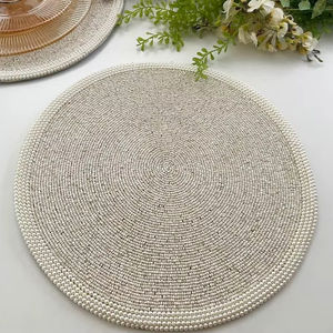 Luxury Round Gold Black Design Glass Beaded Embroidery Handmade Dining <b>Table</b> Decoration <b>Placemats</b> <b>for</b> Wedding - Product Image 1