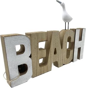 Achetez un objet décoratif tendance de qualité supérieure avec lettrage en bois de plage, 25 cm, blanc naturel, avec couleur et dimensions personnalisables - Product Image 3