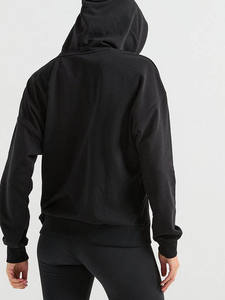 Sudadera con capucha francesa de Terry esencial para mujer negra a precio de fábrica, sudaderas con capucha en blanco transpirables y antiarrugas más vendidas para mujer - Product Image 3