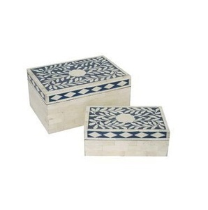 Boîte à bijoux indienne faite à la main en incrustation d'os avec gravure laser forme rectangulaire couleur et logo personnalisés meilleure qualité taille personnalisée - Product Image 1