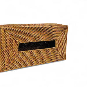 Caja de pañuelos de mimbre natural elegante al por mayor hecha a mano con forma rectangular para organización de cocina - Product Image 1