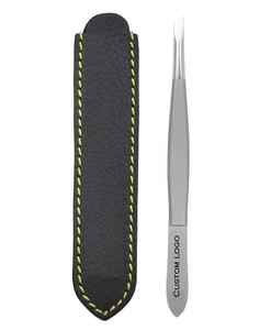 แหนบคิ้วสเตนเลสสตีลที่มีความแม่นยำระดับมืออาชีพพร้อมกล่องหนังอุปกรณ์แต่งคิ้วและขนตาเอียง - Product Image 3