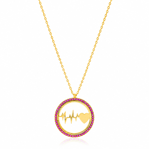 Pendentif coeur et battement de coeur pierre rubis vente en gros de bijoux de mode en argent Sterling 925 pour femme - Product Image 4