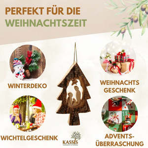 Adornos para árbol de Navidad, belén en un árbol de abeto con corteza, juego de 3 - Product Image 6