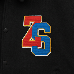 Veste universitaire en mélange de laine de qualité supérieure 450 GSM doublure intérieure douce noir avec garniture jaune rouge Logo personnalisé veste universitaire pour homme - Product Image 6