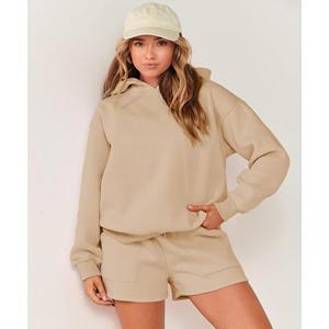 Conjunto de dos piezas con capucha y pantalones cortos para mujer, ropa de descanso de algodón cómoda para gimnasio en casa y ropa de calle - Product Image 5