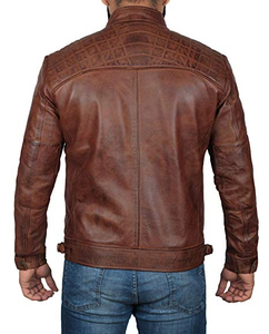 Best Price Quality Custom Men's <b>Winter</b> <b>Leather</b> <b>Jacket</b> Stand Collar Front Logo Made in Pakistan - Product Image 4