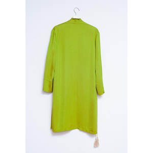 Kimono Verde Satinado con Decoración de Borlas para Usar como Prenda Exterior - Product Image 3