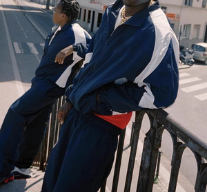 Ensemble de survêtement vintage en nylon de haute qualité personnalisé, bloc de couleur, coupe-vent, deux pièces, pour la salle de sport - Product Image 4